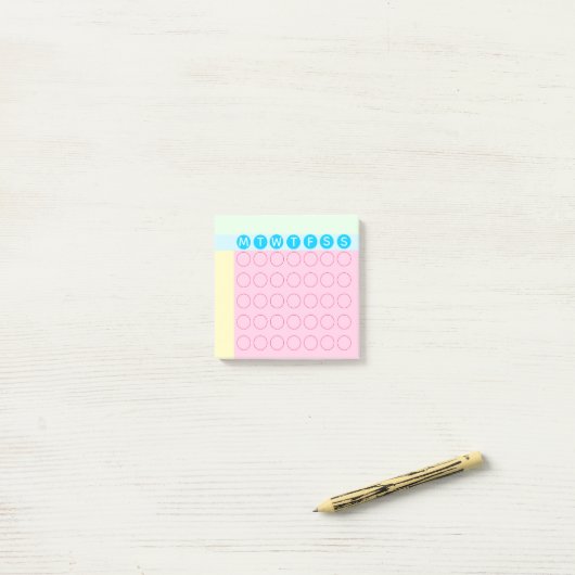 Pastel Mini Calendar Circles Habit Tracker Post-it® Notes (Op bureau)