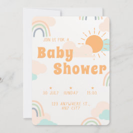 Pastel Minimal Baby shower Kaart