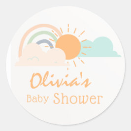 Pastel Minimal Baby shower Ronde Sticker