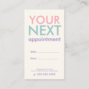 Pastel Minimal Basic Appointment Card Afsprakenkaartje