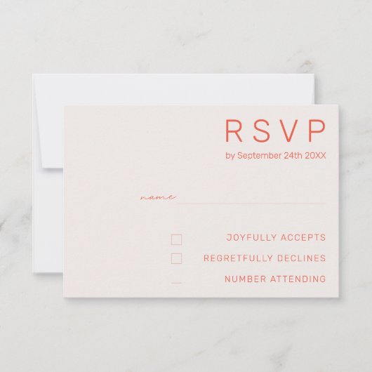 Pastel Minimal Wit en Rood ﻿Moderne Trouw-RSV Kaart (Voorkant)