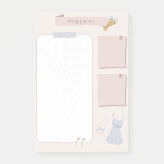 Pastel Minimalist Daily Planner Post-it® Notes (Voorkant)