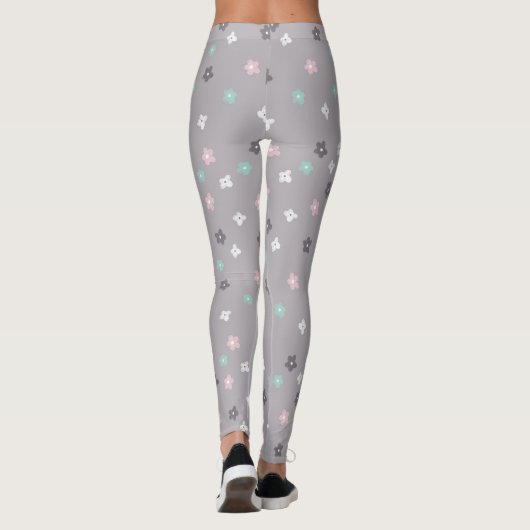 Pastel minimalistisch moderne florale leggings (Achterkant)