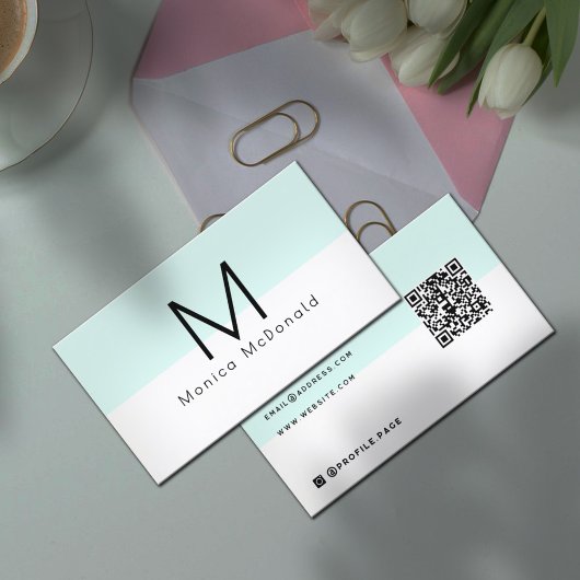 Pastel minimalistisch monogram visitekaartje