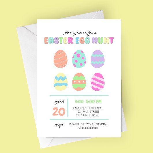 Pastel minimalistische Paaseierjacht uitnodiging