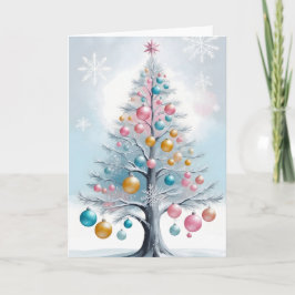 Pastel minimalistische pijnboom glanzende Ornament Feestdagen Kaart