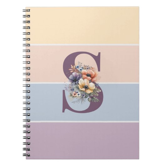 Pastel minimalistische strepen met waterverven notitieboek (Voorkant)