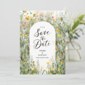 Pastel Minimalistische Wildflower bruiloft Save The Date (Staand voorkant)