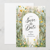 Pastel Minimalistische Wildflower bruiloft Save The Date (Voorkant / Achterkant)