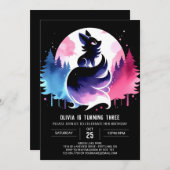 Pastel minimalistische wolf verjaardag kaart (Voorkant / Achterkant)