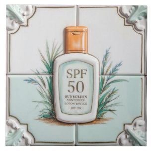 Pastel Mint Blauw Zonnebrandcrème Lotion Grappige  Tegeltje