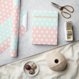 Pastel Mint & Blush Stippen Inpakpapier 