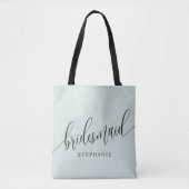 Pastel Mint Bruidsmeisje Moderne Script Tote Bag (Voorkant)