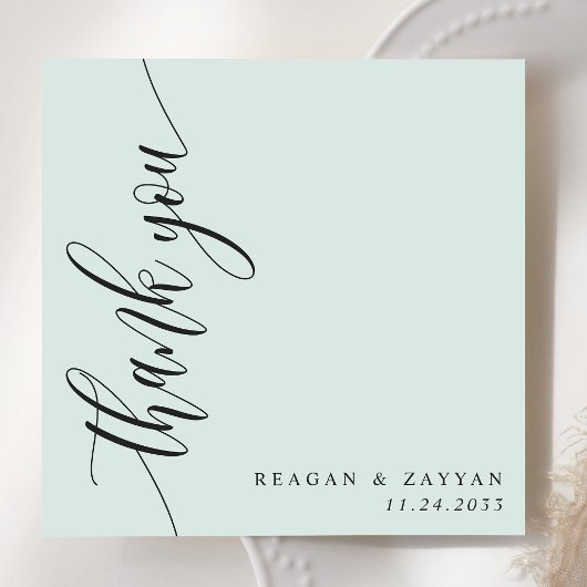 Pastel Mint Calligrafie Script bruiloft Bedankkaart