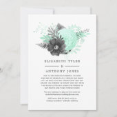 Pastel Mint & Charcoal Verminderde bruiloft gasten Aankondiging (Voorkant)