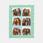 Pastel Mint Chevron Pattern Trendy 6 Foto Collage Fleece Deken (Voorkant)