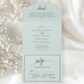 Pastel Mint Eenvoudig Modern Script All In One Uitnodiging