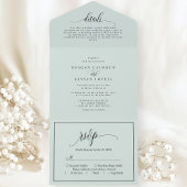 Pastel Mint Eenvoudig Modern Script All In One Uitnodiging