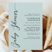 Pastel Mint Eenvoudige Moderne Script Baby Shower Kaart
