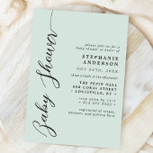 Pastel Mint Eenvoudige Moderne Script Baby Shower Kaart