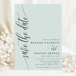 Pastel Mint Eenvoudige Moderne Script Bewaar De Da Save The Date