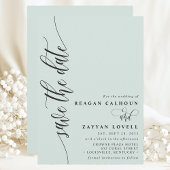Pastel Mint Eenvoudige Moderne Script Bewaar De Da Save The Date
