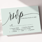 Pastel Mint Eenvoudige Script Trouw RSVP Kaart