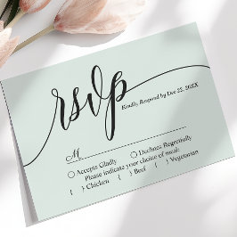 Pastel Mint Eenvoudige Script Trouw RSVP Kaart