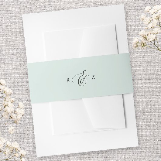 Pastel Mint Elegant Eenvoudig Monogram Bruiloft Uitnodigingen Wikkel