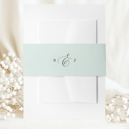 Pastel Mint Elegant Eenvoudig Monogram Bruiloft Uitnodigingen Wikkel