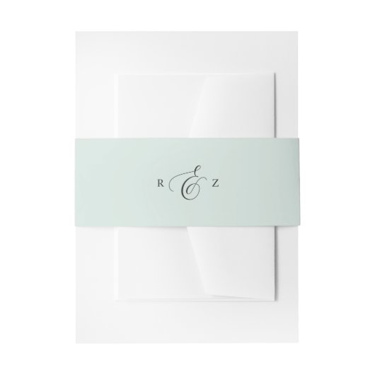Pastel Mint Elegant Eenvoudig Monogram Bruiloft Uitnodigingen Wikkel (Voorkant Voorbeeld)