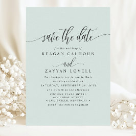 Pastel Mint Elegante Calligrafie Bewaar de Datum Save The Date
