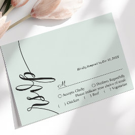 Pastel Mint Elegante Calligrafie Huwelijks RSVP Ka Kaartje