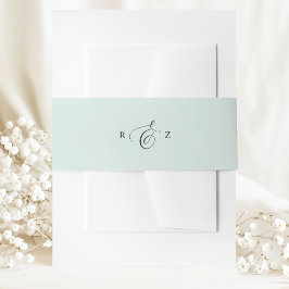 Pastel Mint Elegante Eenvoudig Monogram Huwelijk Uitnodigingen Wikkel