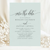 Pastel Mint Elegante kalligrafie Bewaar de datum Save The Date