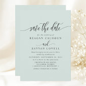 Pastel Mint Elegante kalligrafie Bewaar de datum Save The Date