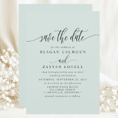 Pastel Mint Elegante kalligrafie Bewaar de datum Save The Date