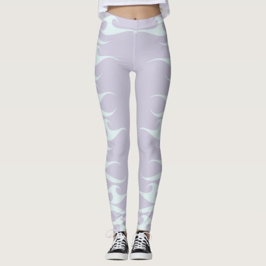 Pastel Mint en Lavendel Flames Leggings (Voorkant)