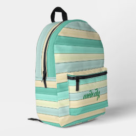 Pastel Mint en Peach Striped Trendy School Bedrukte Rugzak