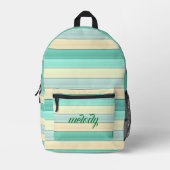 Pastel Mint en Peach Striped Trendy School Bedrukte Rugzak (Voorkant)