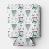 Pastel Mint en Roze Kerst Naadloos Patroon Blikjeskoeler (Achterkant)