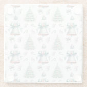 Pastel Mint en Roze Kerst Naadloos Patroon Glazen Onderzetter (Achterkant)