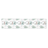 Pastel Mint en Roze Kerst Naadloos Patroon Korte Tafelloper (Horizontaal)