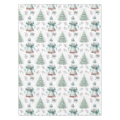 Pastel Mint en Roze Kerst Naadloos Patroon Tafelkleed (Voorkant)