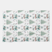 Pastel Mint en Roze Kerst Naadloos Patroon Theedoek (Horizontaal)