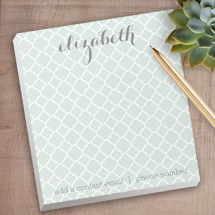 Pastel Mint & Gray Quatrefoil Patroon Aangepaste n Notitieblok