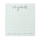 Pastel Mint & Gray Quatrefoil Patroon Aangepaste n Notitieblok (Voorkant)