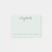 Pastel Mint & Gray Quatrefoil Patroon Aangepaste n Post-it® Notes (Voorkant)