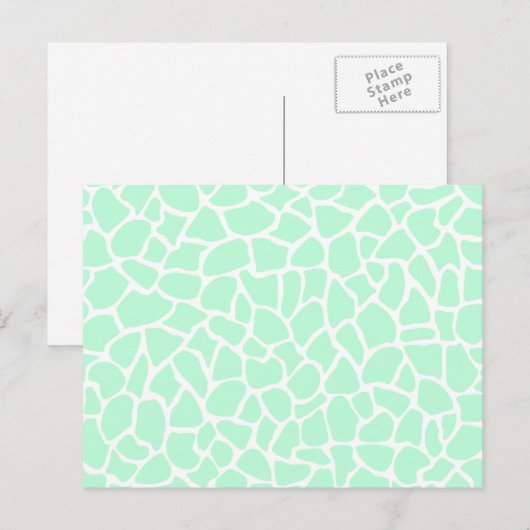 Pastel Mint Green Animal Print Giraffe Pattern Briefkaart (Voorkant / Achterkant)