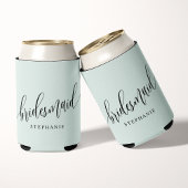 Pastel Mint Green Bridesmaid Modern Script Blikjeskoeler